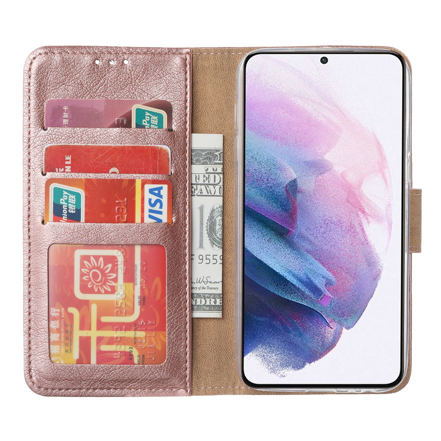 Samsung S20 Bookcase met 3 Pasjeshouders - Magneetsluiting - Rose Goud